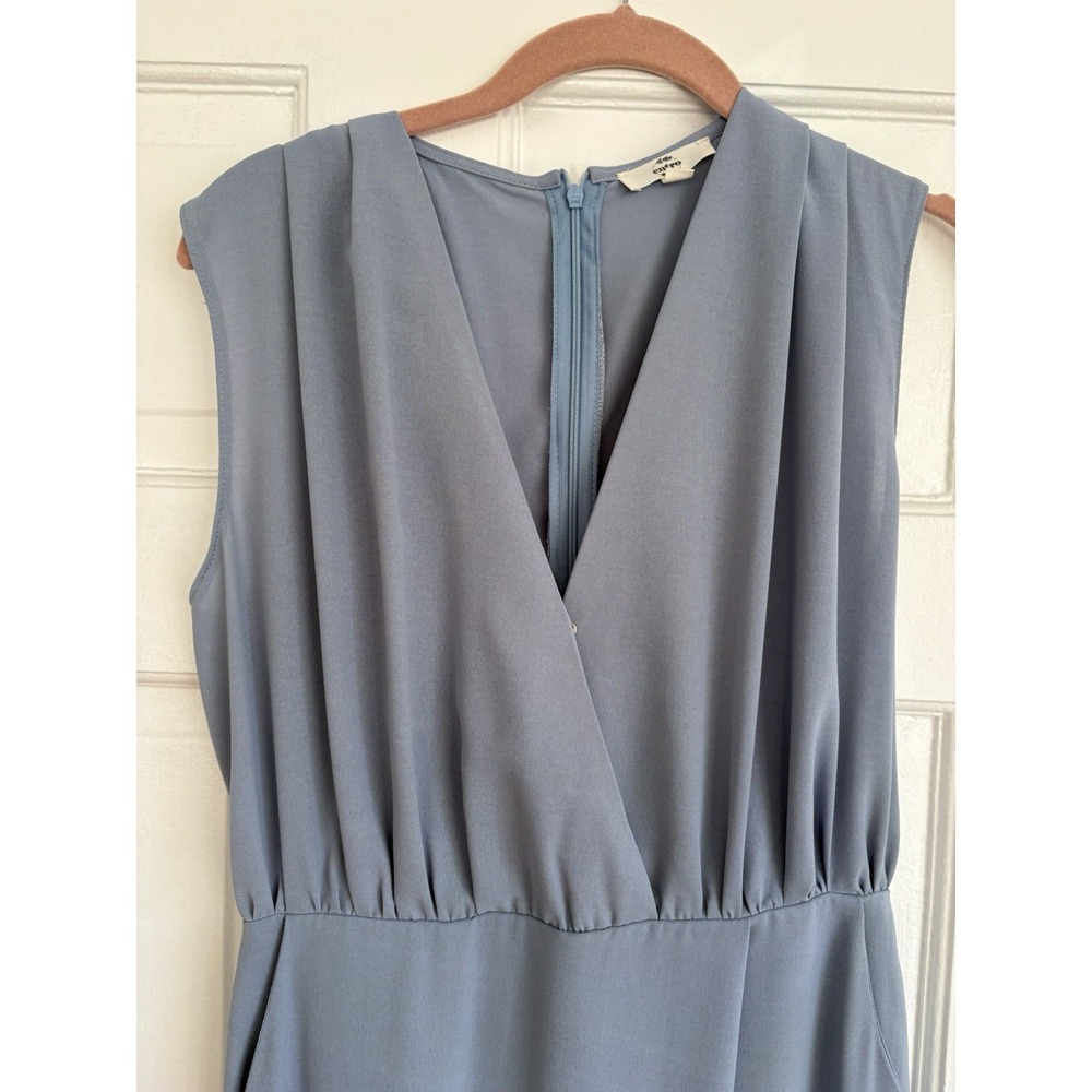 Entro Womens Dusty Blue Surplice V-Neck Sleeveless Jumpsuit R18139 Small